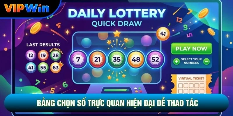 Xổ Số Siêu Tốc Vipwin - 3 Sảnh Quay 45 Giây, 1 Phút Và 5 Phút 4 Bảng chọn số trực quan hiện đại dễ thao tác